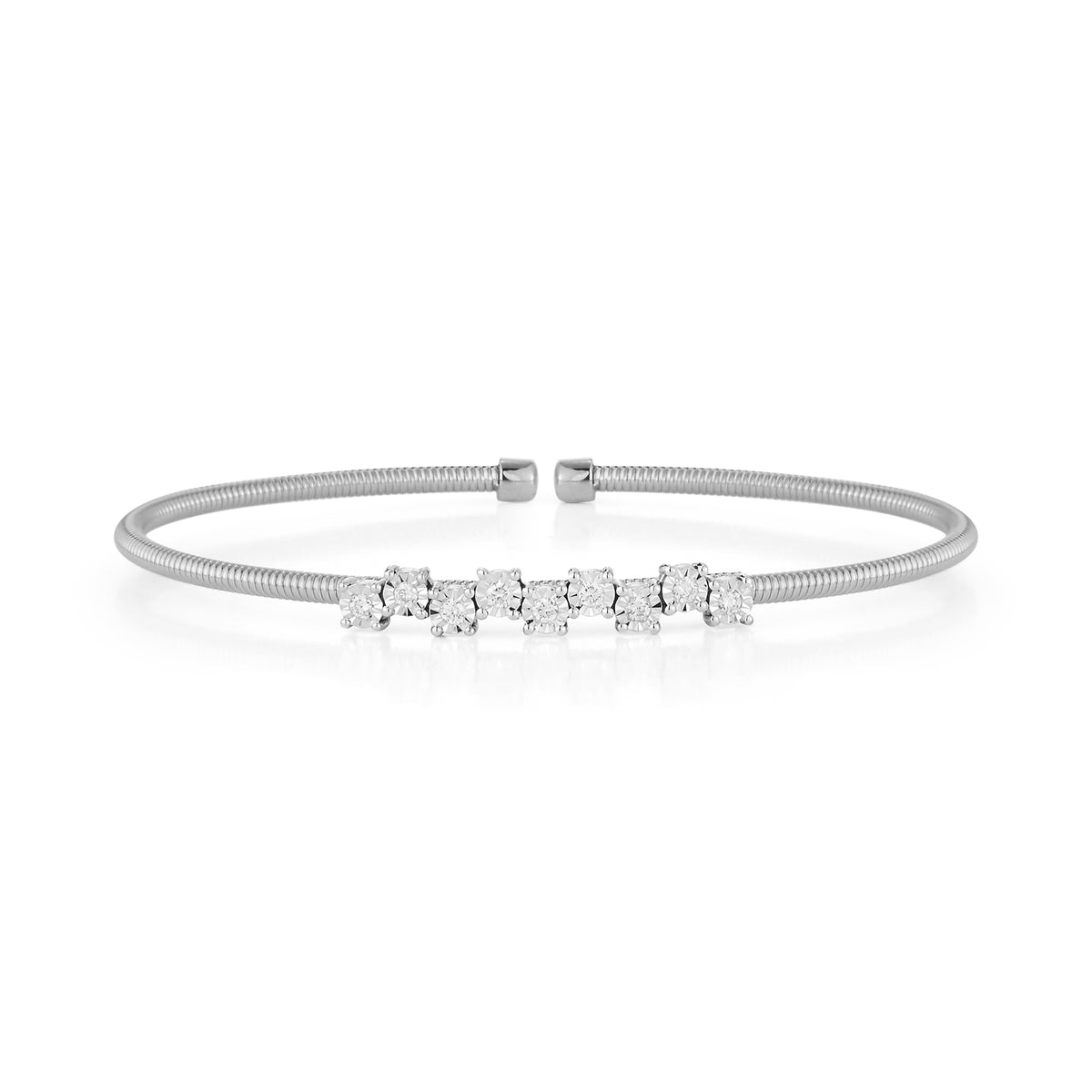 White Gold-1^Diamond Cuff Bracelets: Ava Bea Zig Zag Flexi Cuff in White Gold