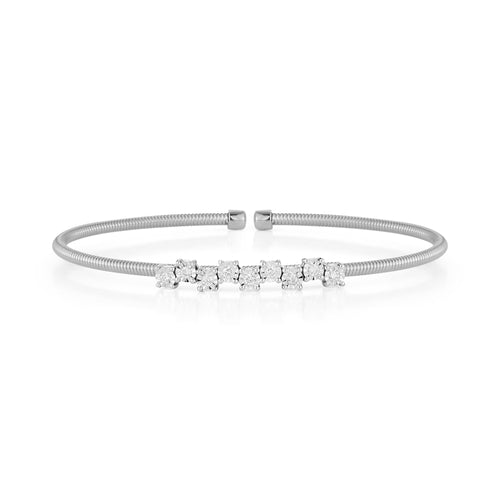 White Gold-1^Diamond Cuff Bracelets: Ava Bea Zig Zag Flexi Cuff in White Gold