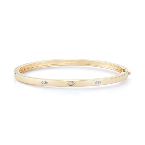 Yellow Gold-1^Diamond Cuff Bracelets: Alexa Jordyn Inlay Marquise Bracelet in Yellow Gold