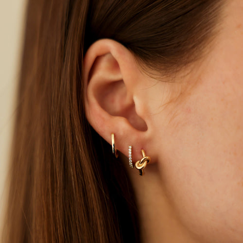 Yellow Gold-3^Huggie Earrings: Nana Bernice Knot Huggies in Yellow Gold