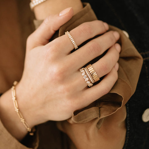 Yellow Gold^3-Gold Bands: Melody Eden Vertical Gold Bar Ring in Yellow Gold