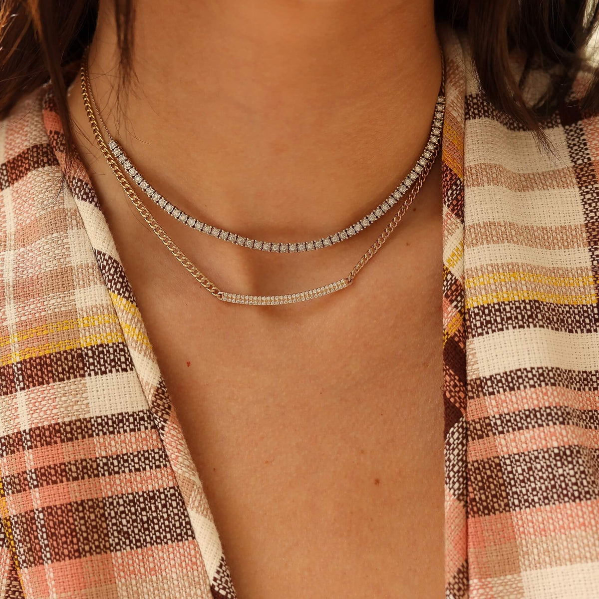 Yellow Gold-7^Diamond Tennis Necklaces: Ava Bea Tennis Necklace in Yellow Gold