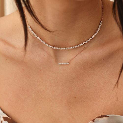 Rose Gold-5^Diamond Tennis Necklaces: Ava Bea Tennis Necklace in Rose Gold