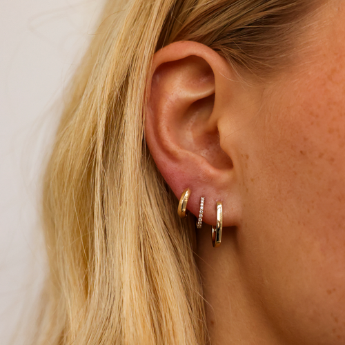 Yellow Gold-6^Huggie Earrings: Reese Brooklyn Knife-Edge Solid Gold Huggies in Yellow Gold