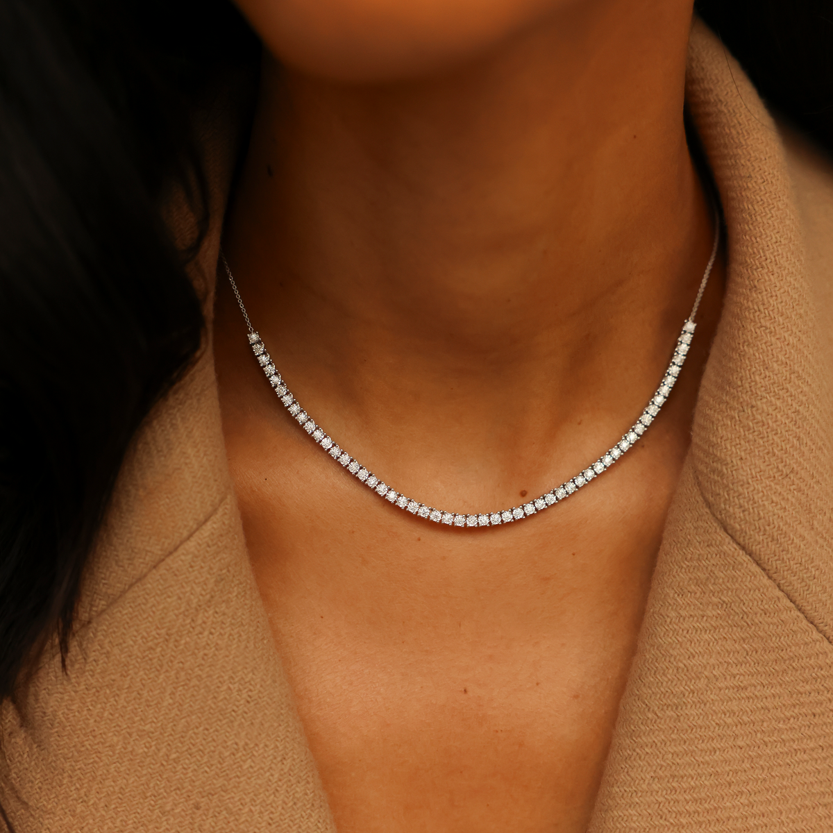 White Gold-4^Diamond Tennis Necklaces: Ava Bea Tennis Necklace in White Gold