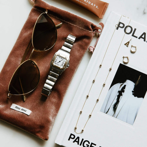 Rose Gold-4^Diamond Station Necklaces: Poppy Rae Pebble Station Necklace in Rose Gold