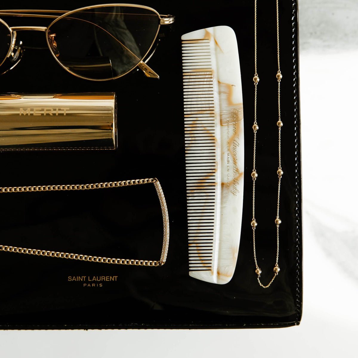 Yellow Gold-4^Designer Diamond Necklaces: Sylvie Rose Cuban Chain Long Bar Necklace in Yellow Gold