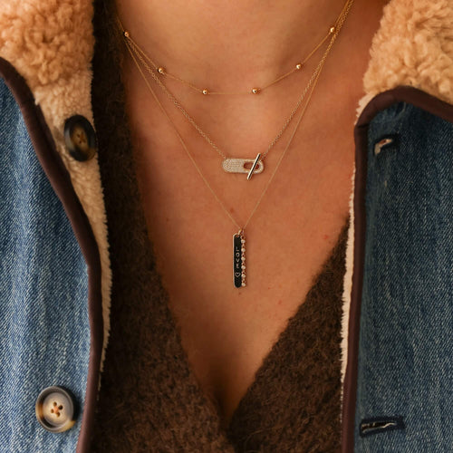 Yellow Gold-5^Diamond Station Necklaces: Poppy Rae Pebble Station Necklace in Yellow Gold