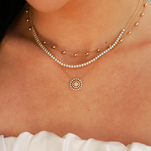 Yellow Gold-5^-Designer Diamond Necklaces: Ava Bea Medallion Necklace in Yellow Gold