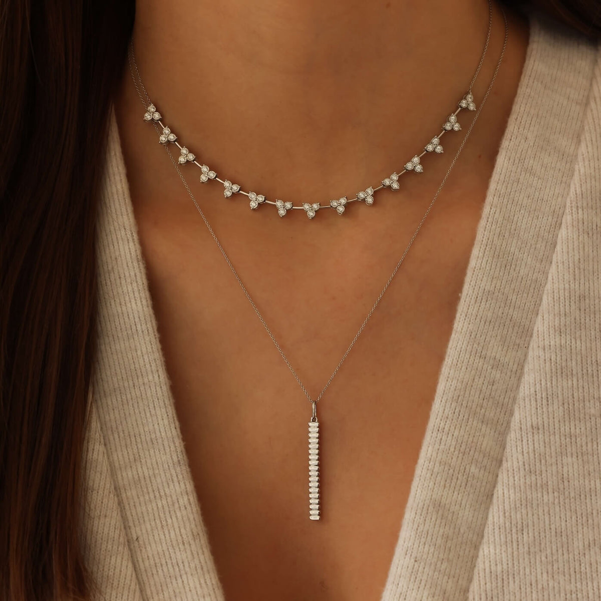 White Gold-2^Designer Gold Necklaces: Melody Eden Gold Bar Charm
in White Gold