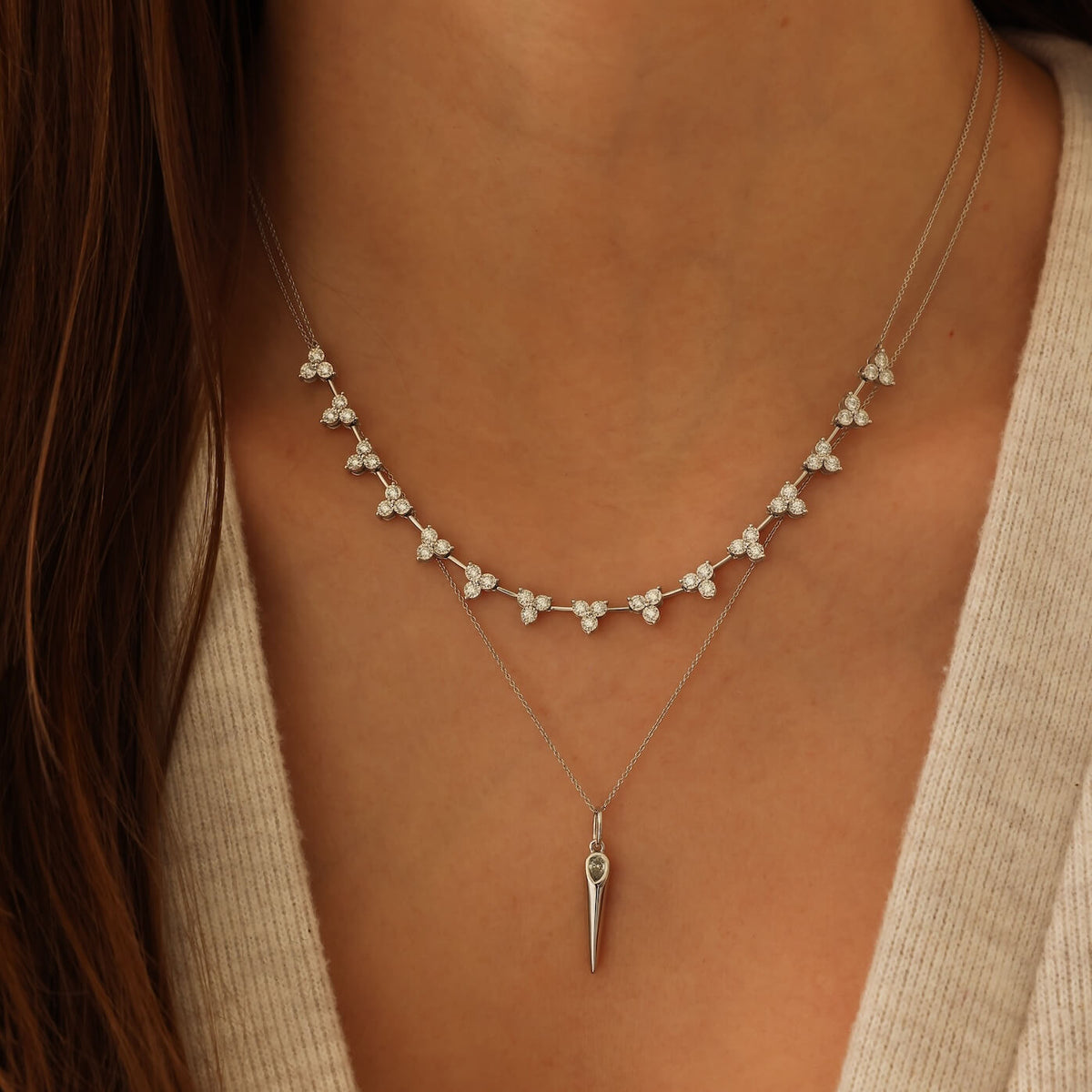 White Gold-2^Designer Diamond Necklaces: DRD Diamond Hexagon Charm
in White Gold