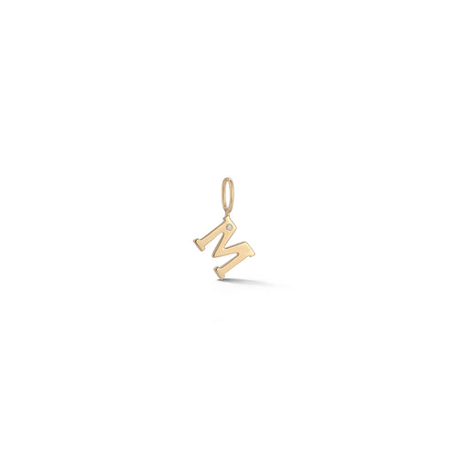 Yellow Gold-1^Designer Diamond Necklaces: DRD Gold Initial Charm in Yellow Gold