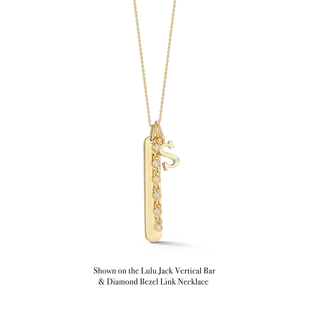 Yellow Gold-6^Designer Diamond Necklaces: DRD Gold Initial Charm in Yellow Gold