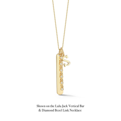 Yellow Gold-6^Designer Diamond Necklaces: DRD Gold Initial Charm in Yellow Gold