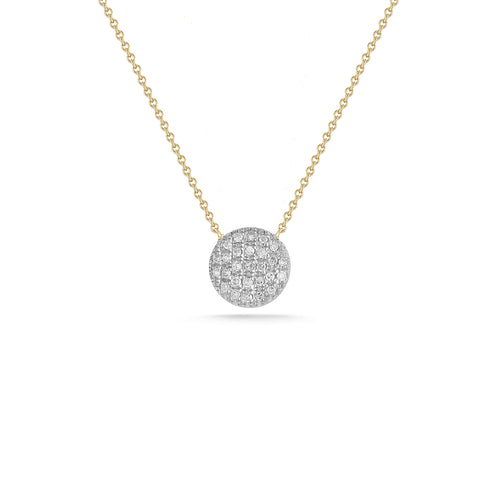 White Gold+Yellow Gold^1 Diamond Pendant Necklaces: Lauren Joy Medium Disc Necklace in White Gold+Yellow Gold