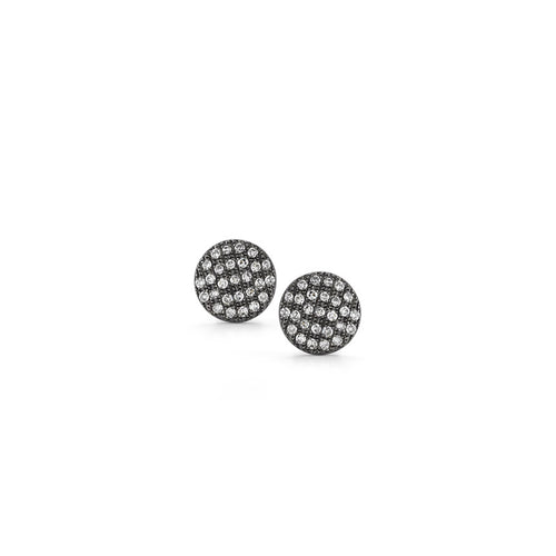 Black Rhodium-1^Designer Stud Earrings: Lauren Joy Medium Disc Studs in Black Rhodium