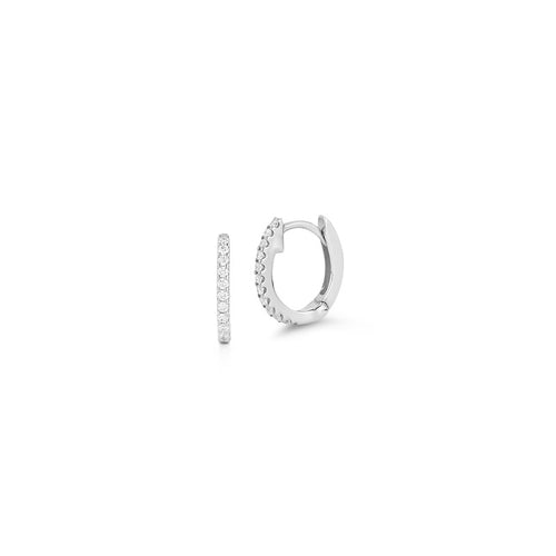 White Gold-1^Diamond Huggie Earrings: DRD Medium Huggies in White Gold