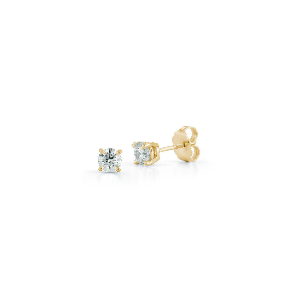 Yellow Gold-1^Diamond Stud Earrings - DRD Diamond Solitaire Studs 0.60 Ct. Total Weight in Yellow Gold. Four Prong Setting