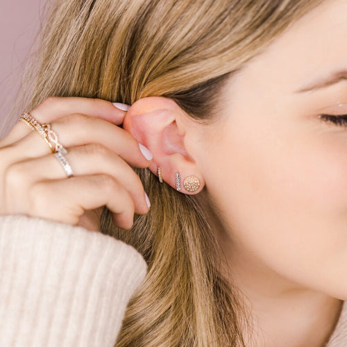 Rose Gold-4^Designer Stud Earrings: Lauren Joy Medium Disc Studs in Rose Gold