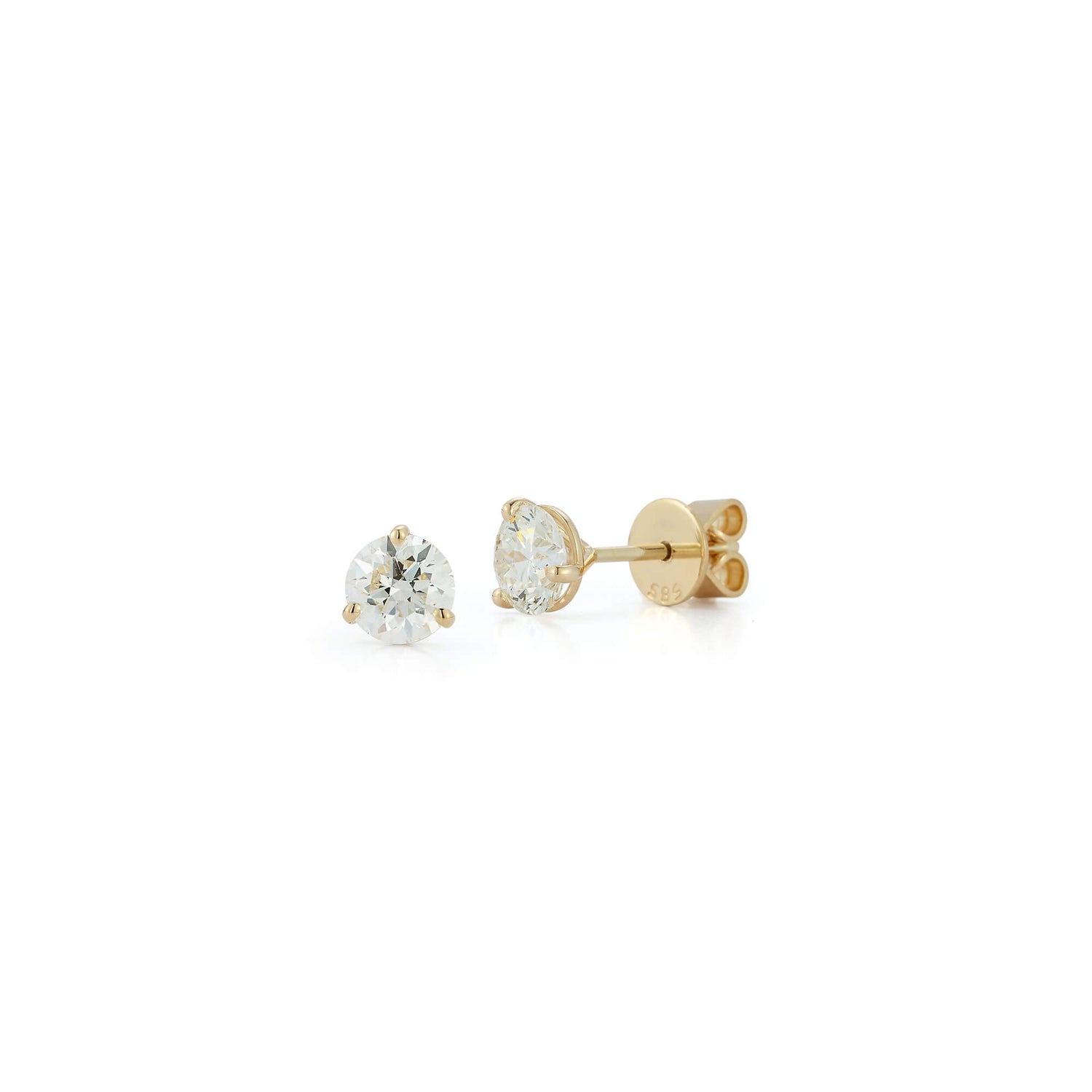 Yellow Gold-6^Designer Diamond Studs: DRD Diamond Solitaire Studs 1.80 Ct. Total Weight in Yellow Gold. Martini Setting