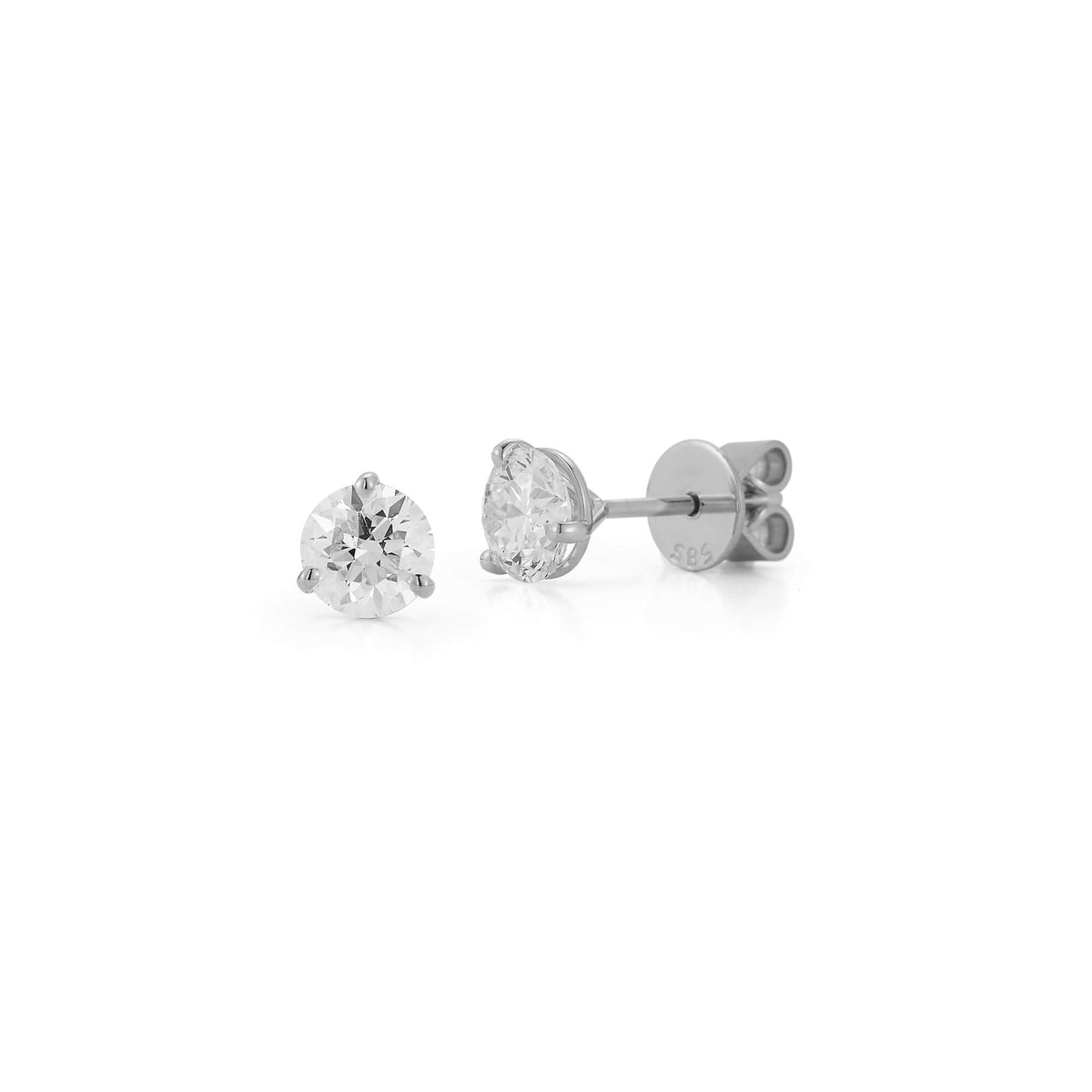 White Gold-4^Diamond Stud Earrings - DRD Diamond Solitaire Studs 2.40 Ct. Total Weight in White Gold. Martini Setting