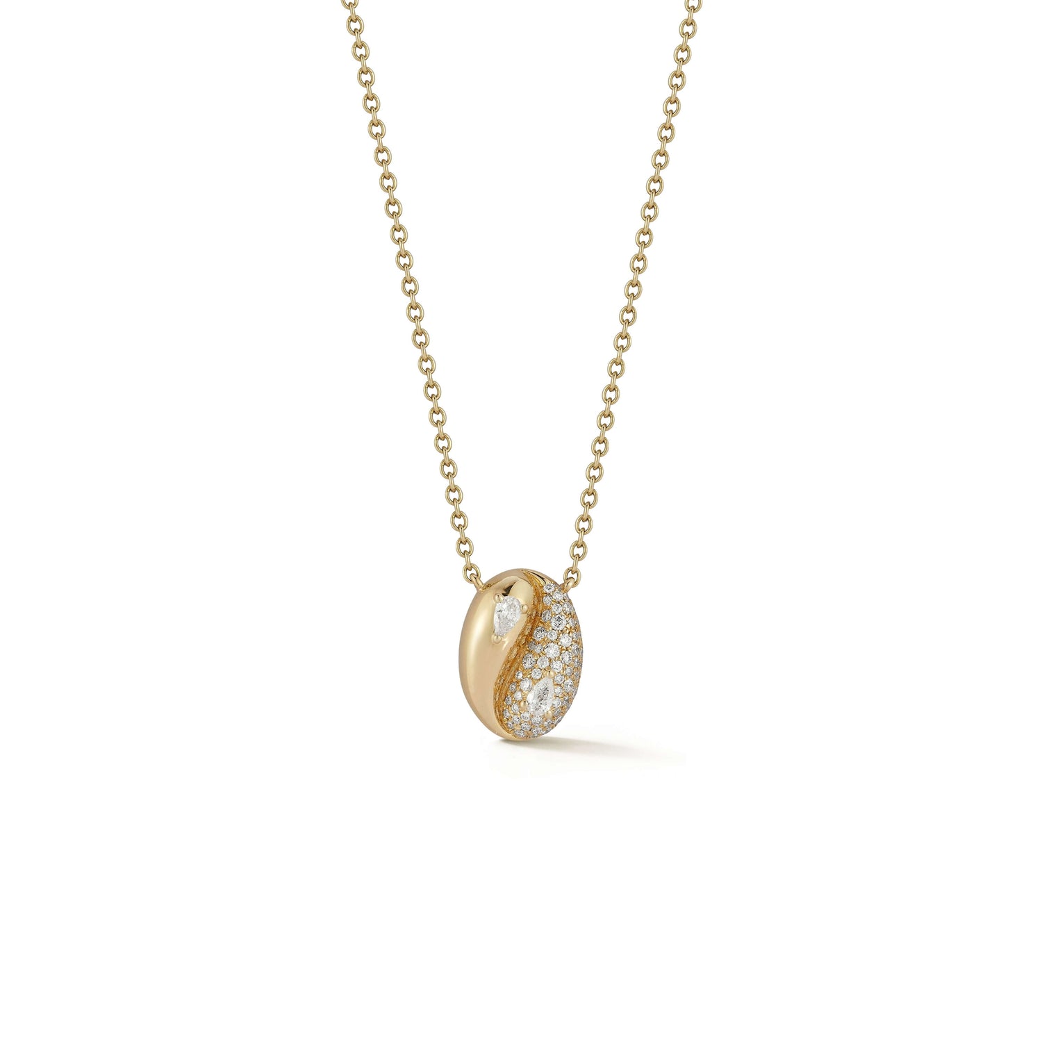 Yellow Gold-1^Diamond Pendant Necklaces: Taylor Elaine Pavé Oval Necklace in Yellow Gold