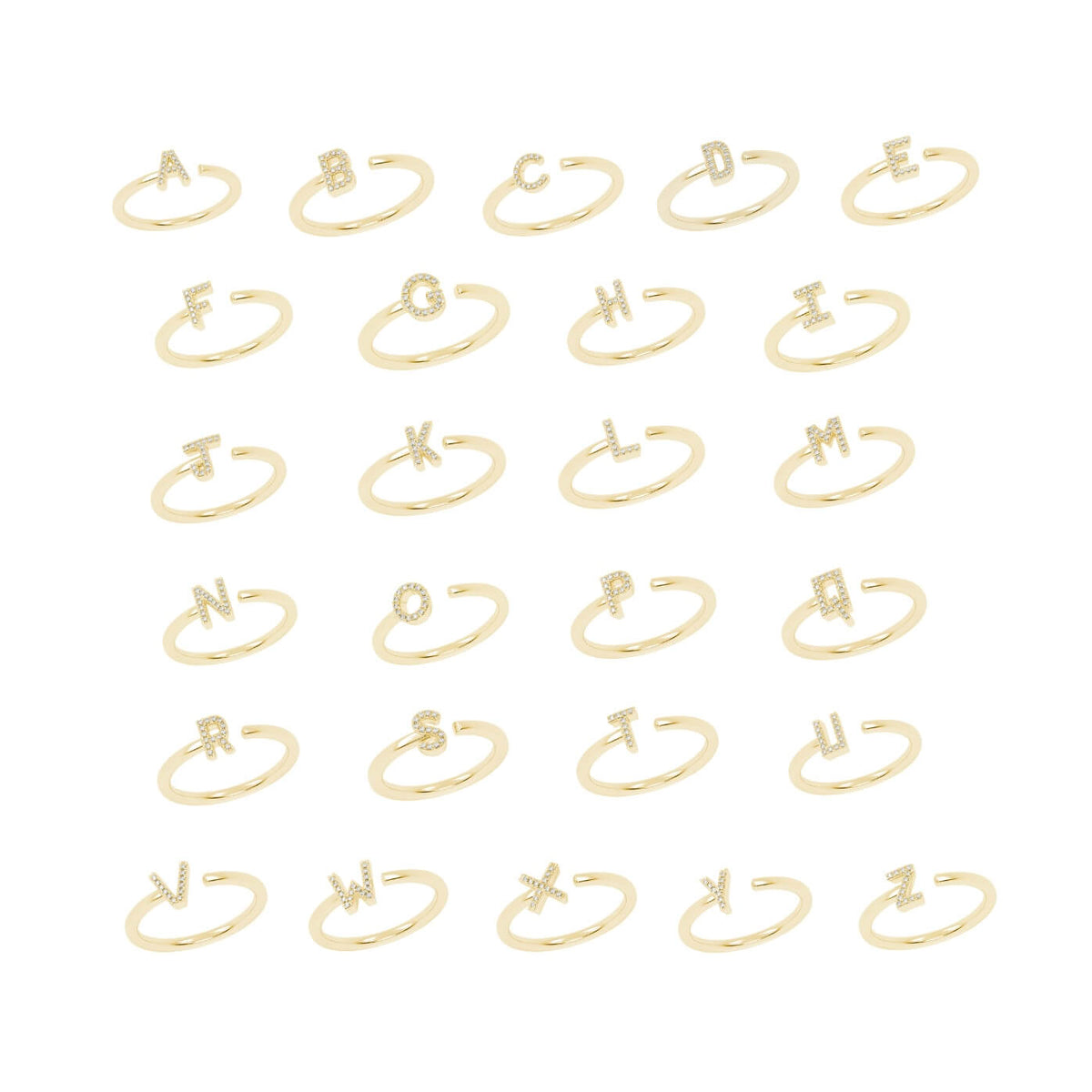Rose Gold-5^Diamond Initial Rings: DRD Single Initial Ring in Rose Gold