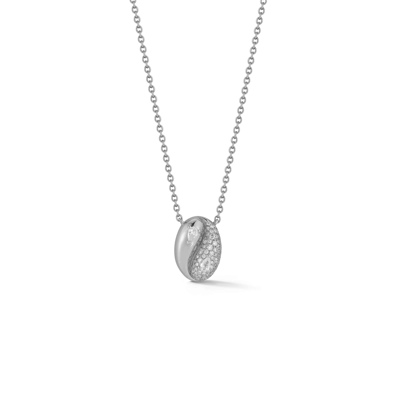 White Gold-1^Diamond Pendant Necklaces: Taylor Elaine Pavé Oval Necklace in White Gold