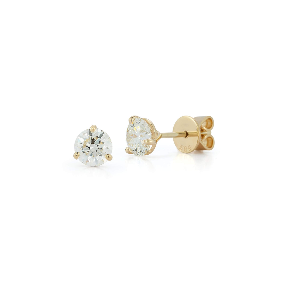Yellow Gold-4^Diamond Stud Earrings - DRD Diamond Solitaire Studs 3.00 Ct. Total Weight in Yellow Gold. Martini Setting