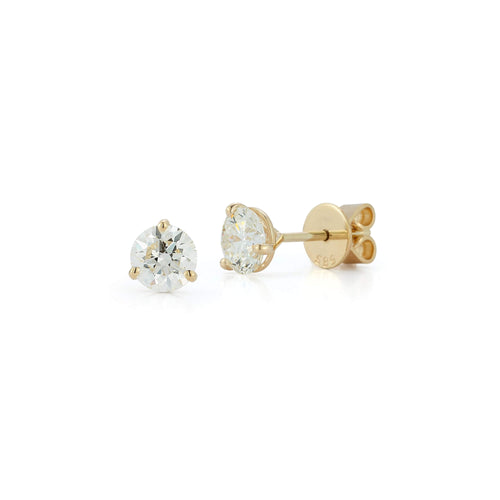 Yellow Gold-4^Diamond Stud Earrings - DRD Diamond Solitaire Studs 3.00 Ct. Total Weight in Yellow Gold. Martini Setting