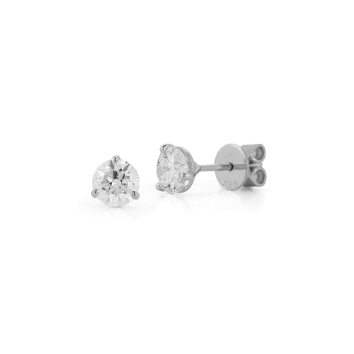 White Gold-4^Diamond Stud Earrings - DRD Diamond Solitaire Studs 3.00 Ct. Total Weight in White Gold. Martini Setting