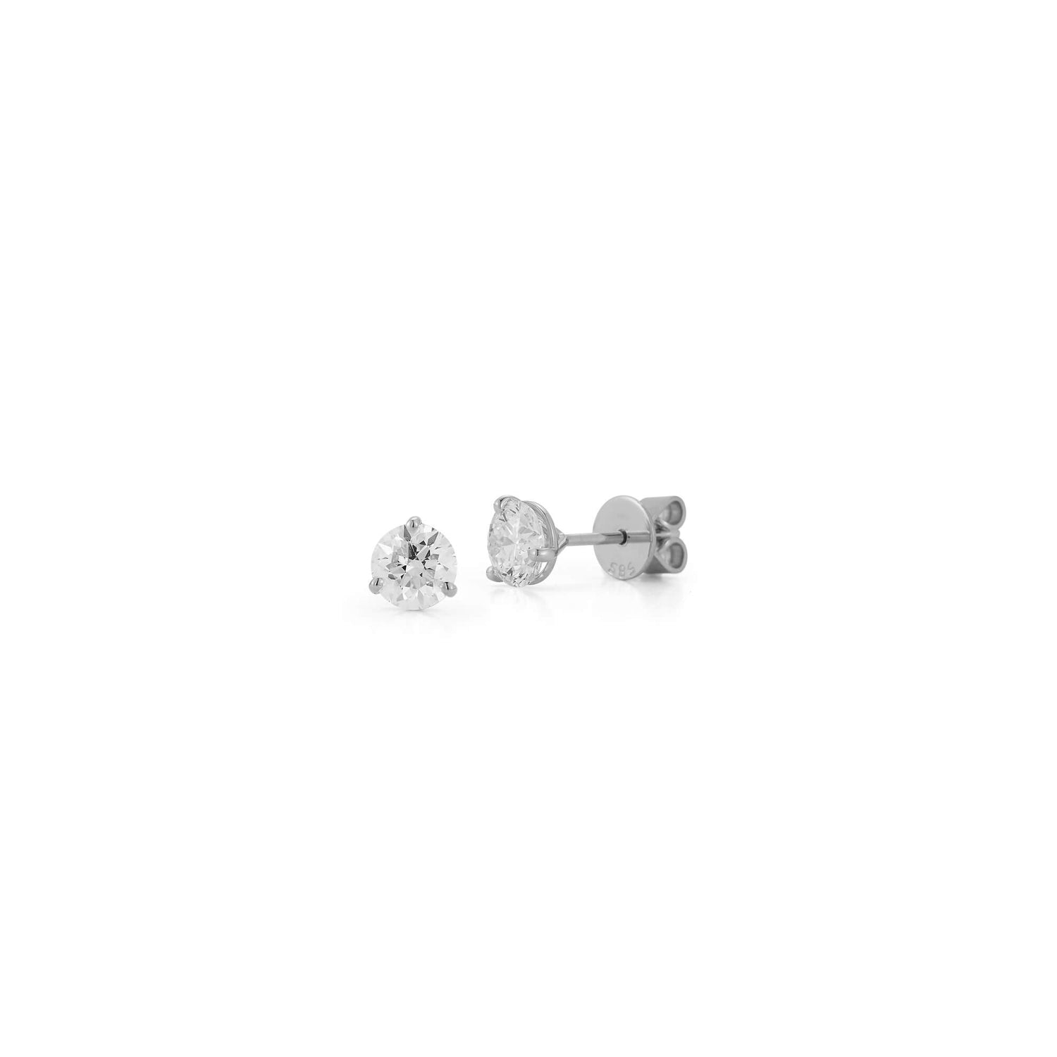 White Gold-7^Diamond Stud Earrings - DRD Diamond Solitaire Studs 0.50 Ct. Total Weight in White Gold. Martini Setting