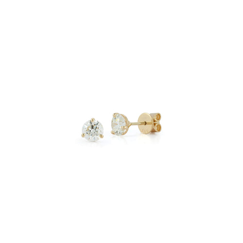 Yellow Gold-7^Diamond Stud Earrings - DRD Diamond Solitaire Studs 0.80 Ct. Total Weight in Yellow Gold. Martini Setting