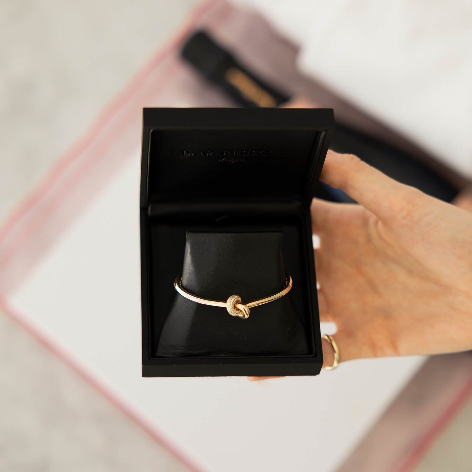 Yellow Gold-7^Diamond Cuff Bracelets: Nana Bernice Diamond Knot Cuff in Yellow Gold