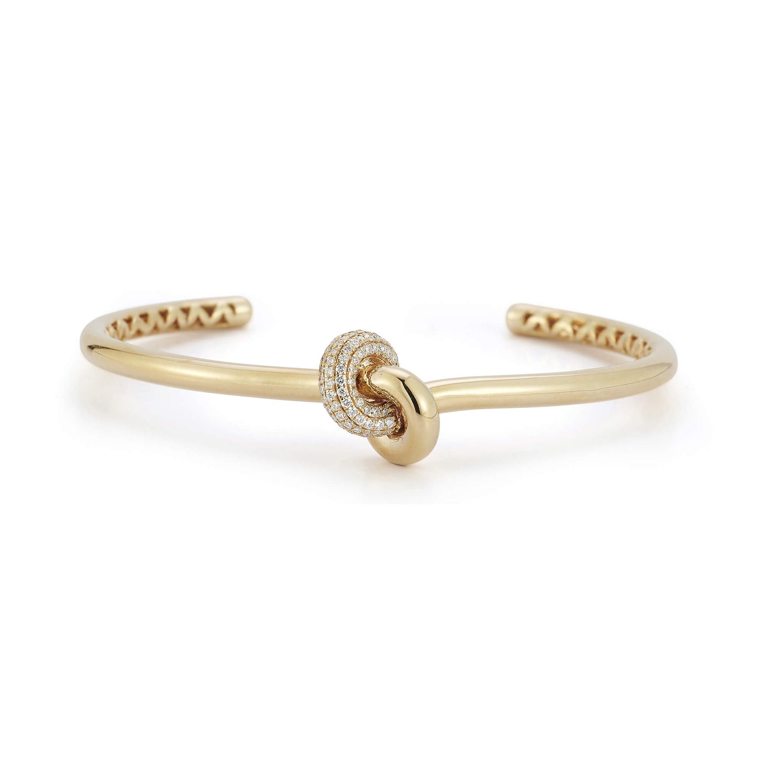 Yellow Gold-1^Diamond Cuff Bracelets: Nana Bernice Diamond Knot Cuff in Yellow Gold