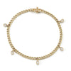 Yellow Gold-1^Diamond Station Bracelets: Taylor Elaine Bezel Pear Cuban Chain Station Bracelet in Yellow Gold