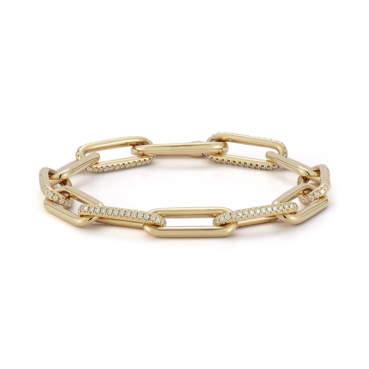 Yellow Gold-1^Designer Diamond Bracelets: DRD Diamond Paperclip Bracelet in Yellow Gold