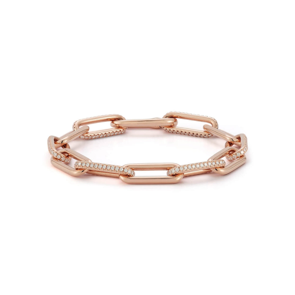 Rose Gold-1^Designer Diamond Bracelets: DRD Diamond Paperclip Bracelet in Rose Gold