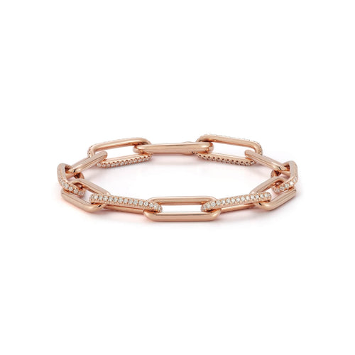 Rose Gold-1^Designer Diamond Bracelets: DRD Diamond Paperclip Bracelet in Rose Gold