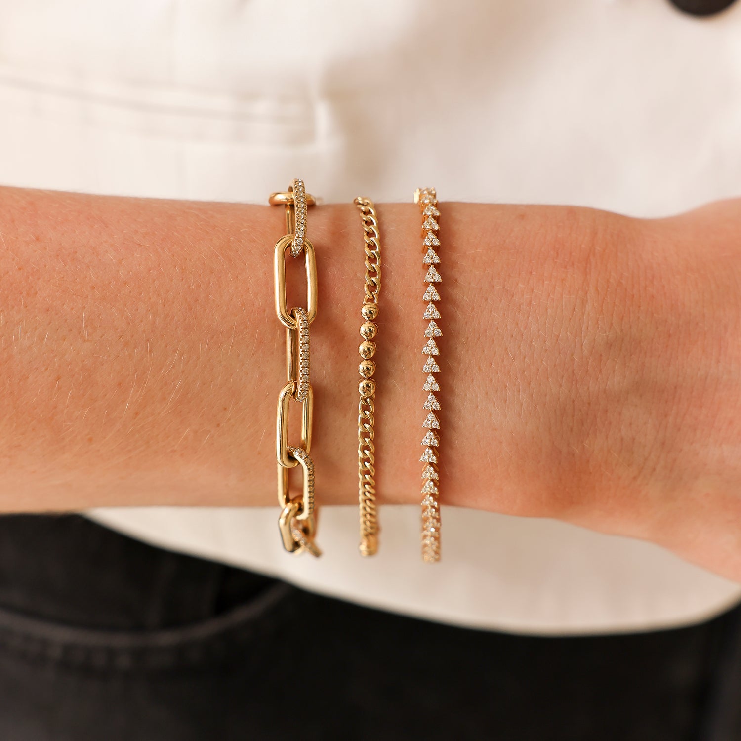 Yellow Gold-4^Diamond Tennis Bracelets: DRD Trio Tennis Bracelet in Yellow Gold