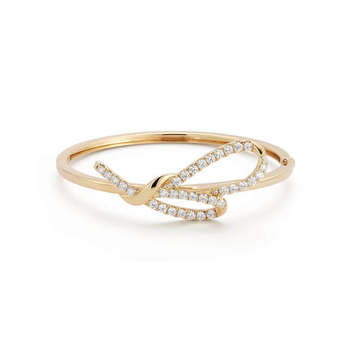 Yellow Gold-1^Gold Cuff Bracelets: DRD Bow Cuff in Yellow Gold
