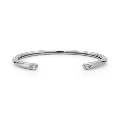 White Gold-1^Diamond Cuff Bracelets: Taylor Elaine Pear Tube Cuff in White Gold
