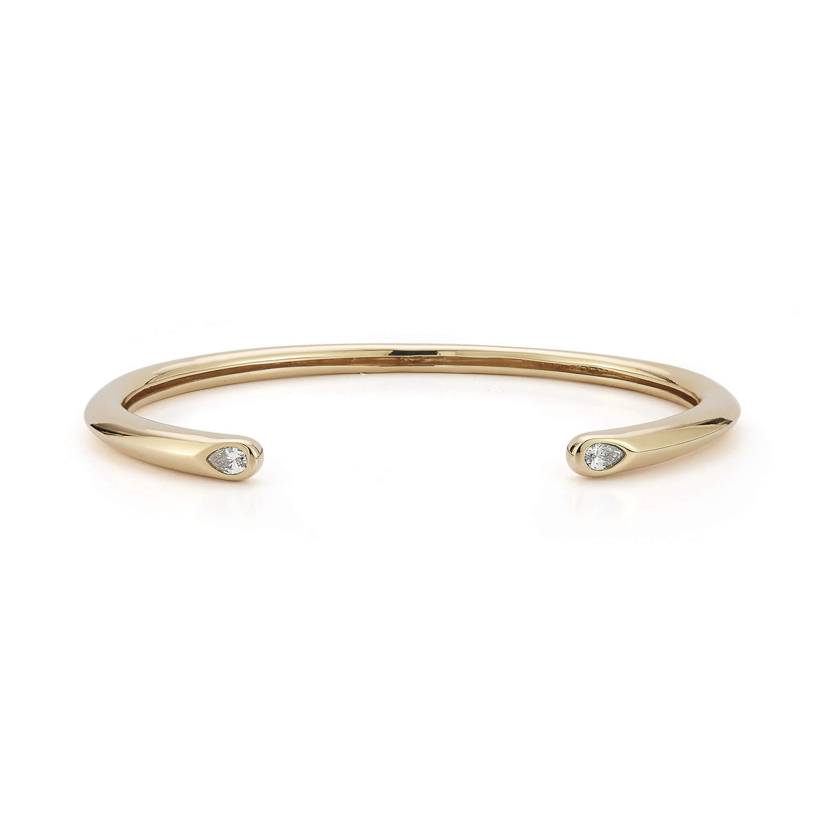 Yellow Gold-1^Diamond Cuff Bracelets: Taylor Elaine Pear Tube Cuff in Yellow Gold