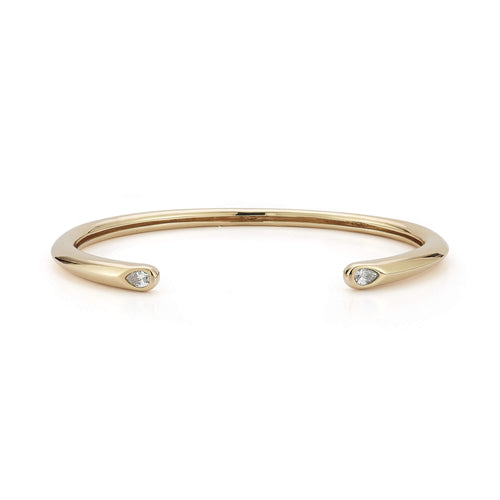 Yellow Gold-1^Diamond Cuff Bracelets: Taylor Elaine Pear Tube Cuff in Yellow Gold
