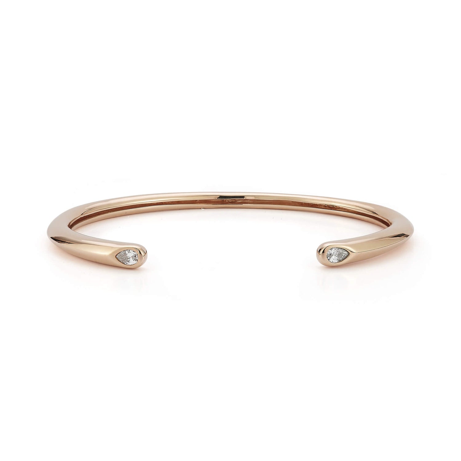 Rose Gold-1^Diamond Cuff Bracelets: Taylor Elaine Pear Tube Cuff in Rose Gold