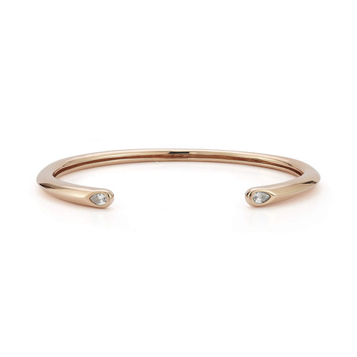Rose Gold-1^Diamond Cuff Bracelets: Taylor Elaine Pear Tube Cuff in Rose Gold
