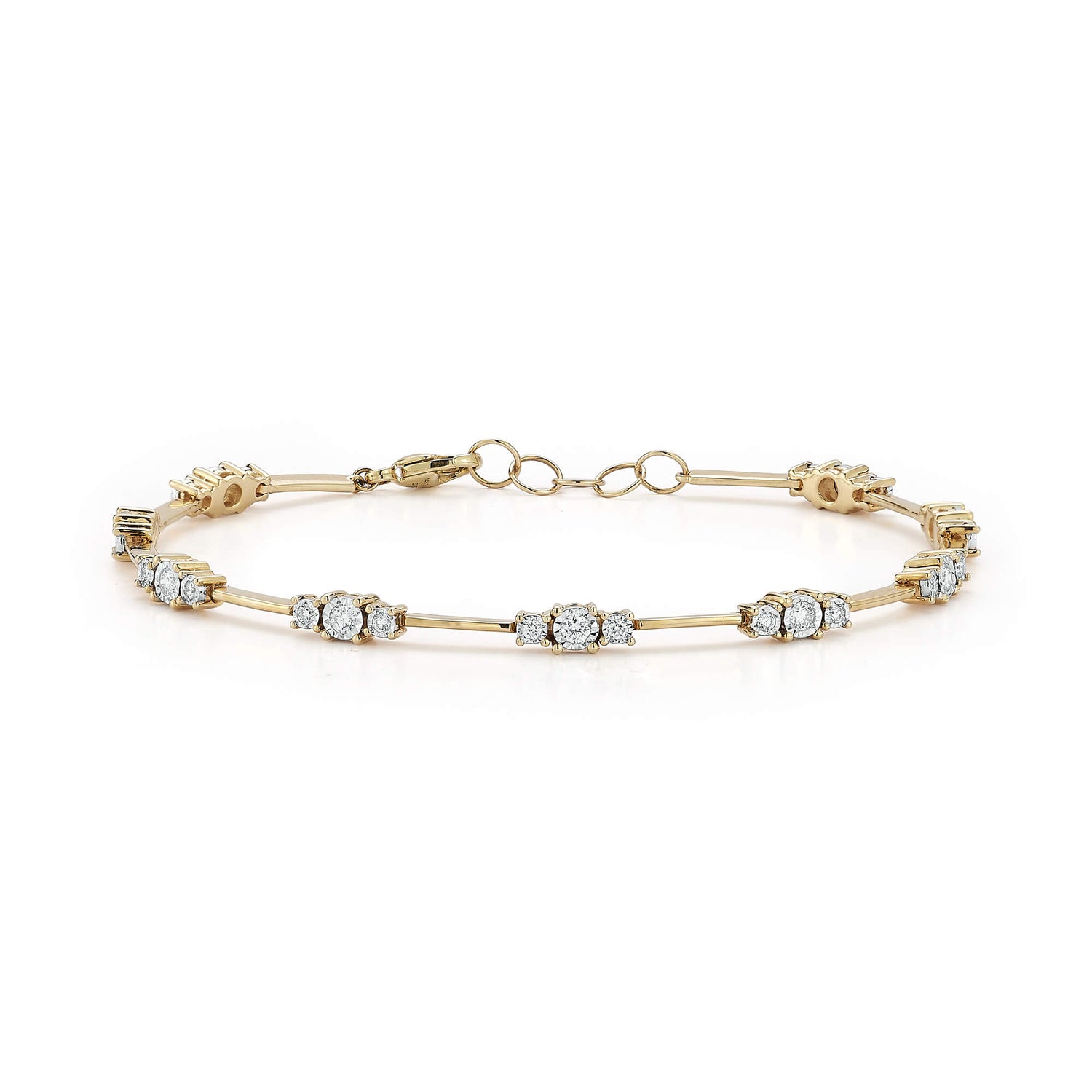 Yellow Gold-1^Ava Bea Trio Interval Tennis Bracelet in Yellow Gold