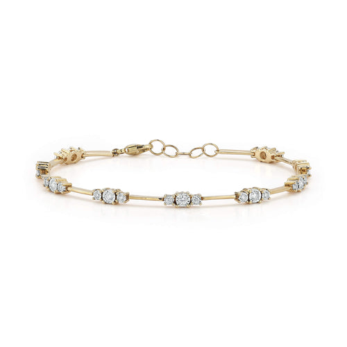 Yellow Gold-1^Ava Bea Trio Interval Tennis Bracelet in Yellow Gold