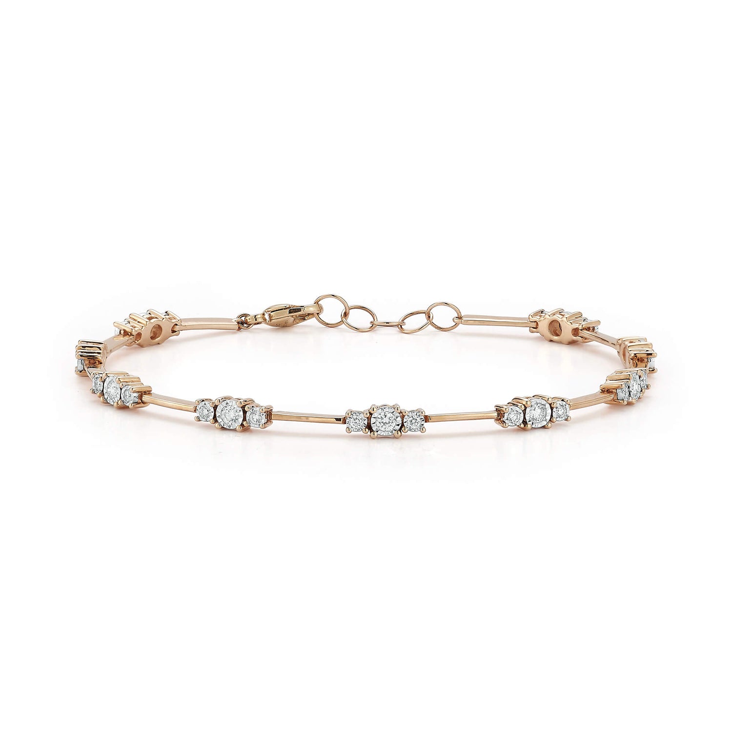Rose Gold-1^Ava Bea Trio Interval Tennis Bracelet in Rose Gold