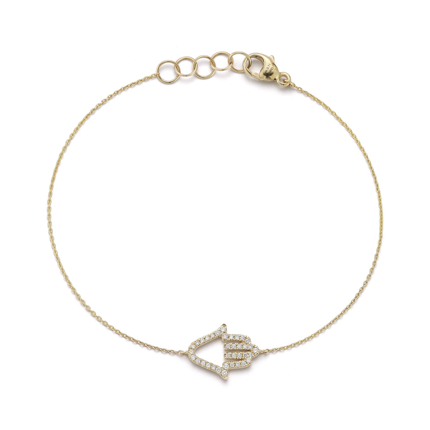 Yellow Gold-1^Diamond Station Bracelets: DRD Diamond Hamsa Bracelet in Yellow Gold
